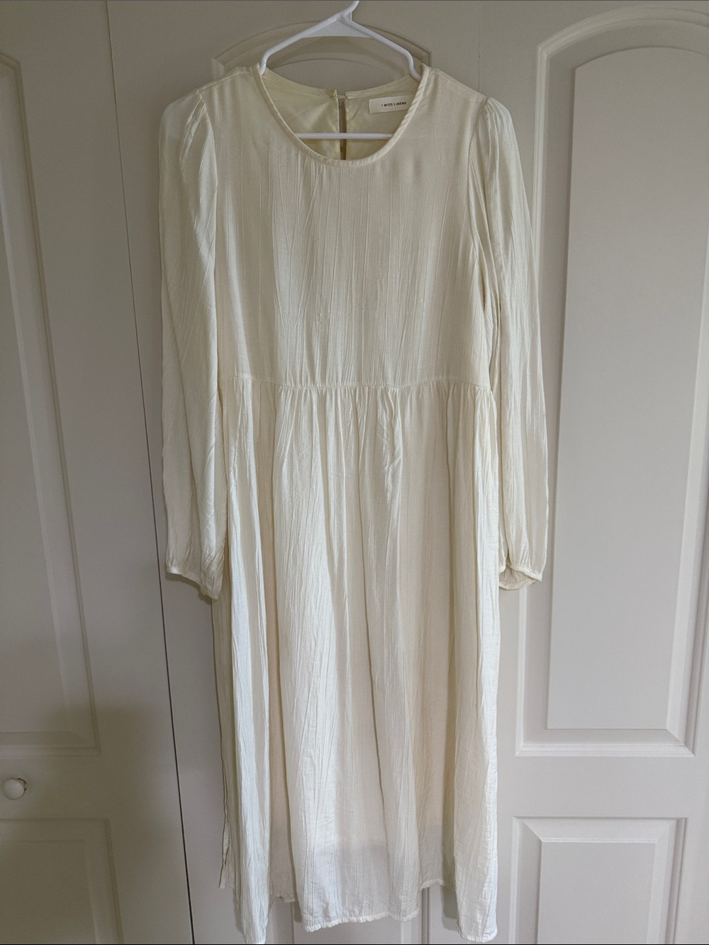 Cream Long-Sleeve Midi Dress